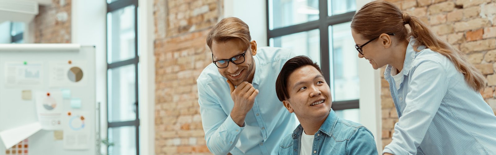 Management teamwork and business partnerships in the office